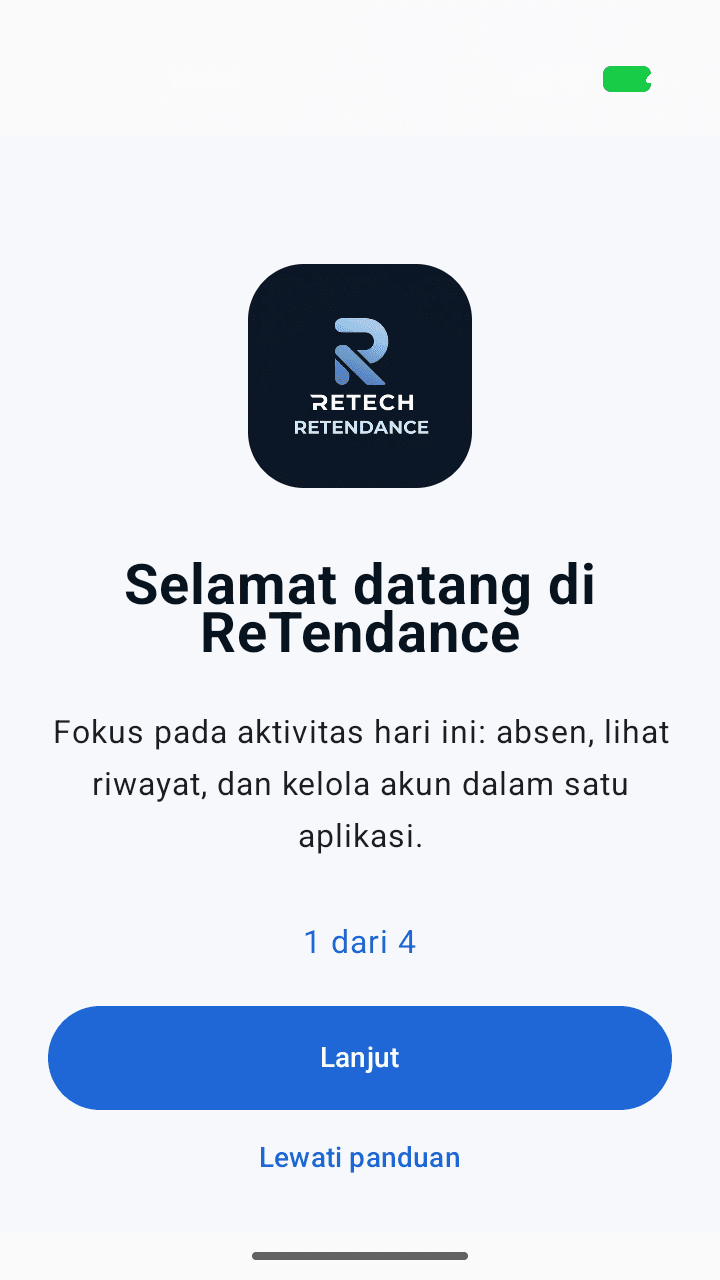 ReTendance in-app welcome guide
