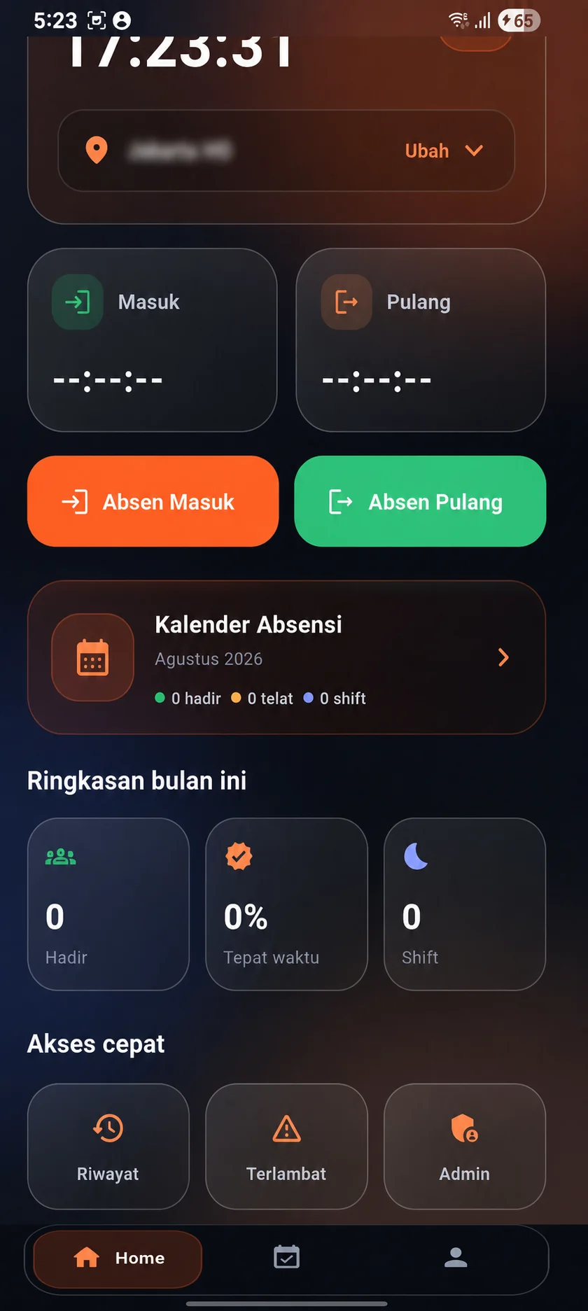 Attendance summary and quick access in the Android app