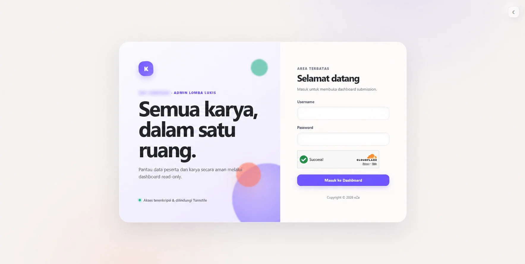 Secure login for the campaign administration dashboard