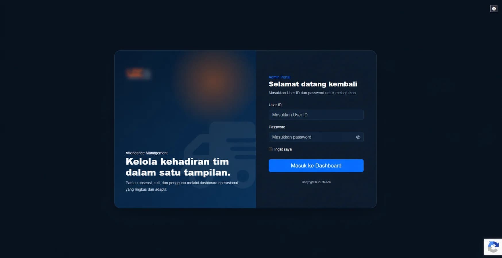 Secure login page for the HRMS administration portal
