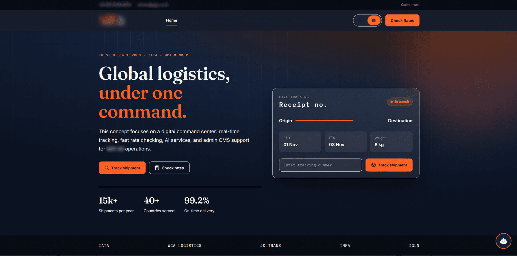 Website pelacakan kiriman dan pengecekan tarif